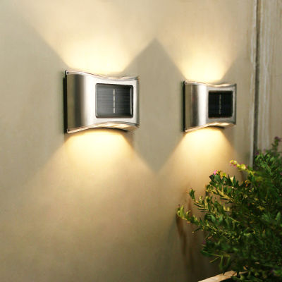 Oudoor Waterproof LED Solar lights Solar Powered Wall Lights for Door Fence Pathway Garden Lamp