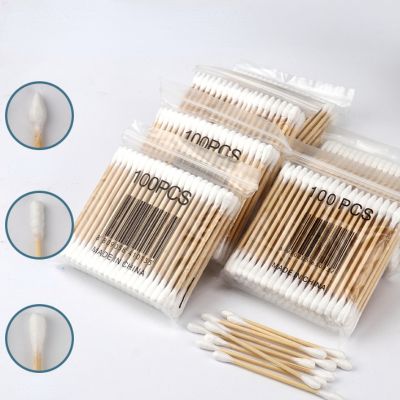 ♧✜ 10-100pcs Double Head Cotton Swab Women Makeup Cotton Buds Tip Disposable Wood Stick Nose Ear Cleaning Eyelash Health Care Tools