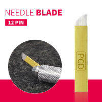 100PCS PCD12 Pin แต่งหน้าถาวร Eyebrow Tatoo Blade Microblading Needles Blade สำหรับ3D เย็บปักถักร้อยด้วยตนเอง Tattoo Pen12 Hard