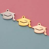 20pcs Bachelor cap Charms Gold Color Pendants Mirror Polish Stainless Steel Jewelry Making DIY Handmade Craft Pendant