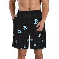 ผู้ชายว่ายน้ำชายหาดกางเกงขาสั้นท่อง Maillot De Bain วินเทจ Bitcoin โลโก้กีฬาผู้ชายกางเกงขาสั้นบอร์ดด่วนแห้งชุดว่ายน้ำ