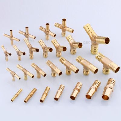 Copper Fittings Pagoda Connector Brass Tee Pipe Fitting 2 3 4 Way Straight/L/Tee/Y/Cross 4/5/6/8/10/12/16/19mm For Gas Pipe Pipe Fittings Accessories