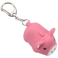 Cute Pig Keyring Keychain LED Light Touching with Sound Car Bag Pendant Charm Decoration Gift