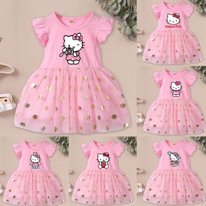 Hello Kitty Cartoon Baby Girl Dress Cute Pink Children Princess Dress Hello Kitty Cartoon Baby Girl Dress Cute Pink Children Princess Dress