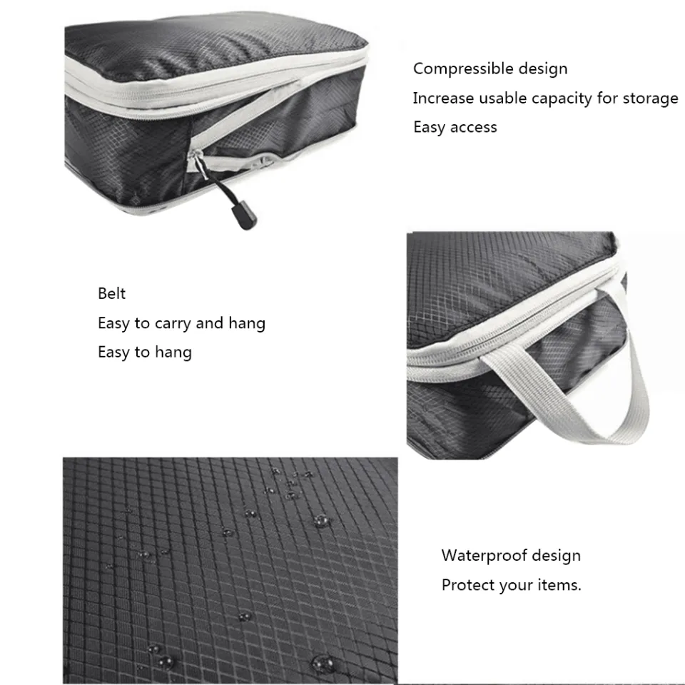 1pc Travel Compression Packing Cubes, Luggage Organizer Bag For Clothes,  Underwear, Expandable Storage Bag, Waterproof, Space Saving