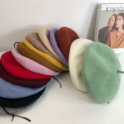 [COD] woolen womens autumn and winter Korean version of the soft girl head cap circumference adjustable retro painters