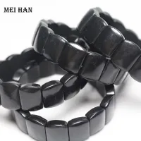 【CW】﹍  Meihan  shungite 12x16 elastic cord stone bracelet bangle charm gift for making design or