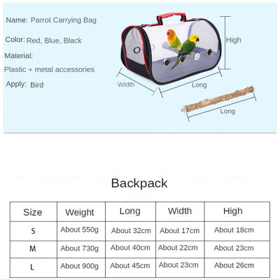 Parrot Outing กระเป๋าถือพร้อมขาตั้งพลาสติกโปร่งใส Outdoor Travel Cage Breathable Mesh Backpack Bird Supplies