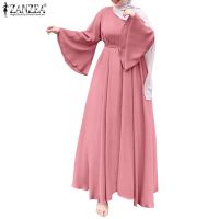 （A Simple）✚❈♞ ZANZEA Women Street Fashion Pull Sleeve A Swing Belted Solid Color Dress