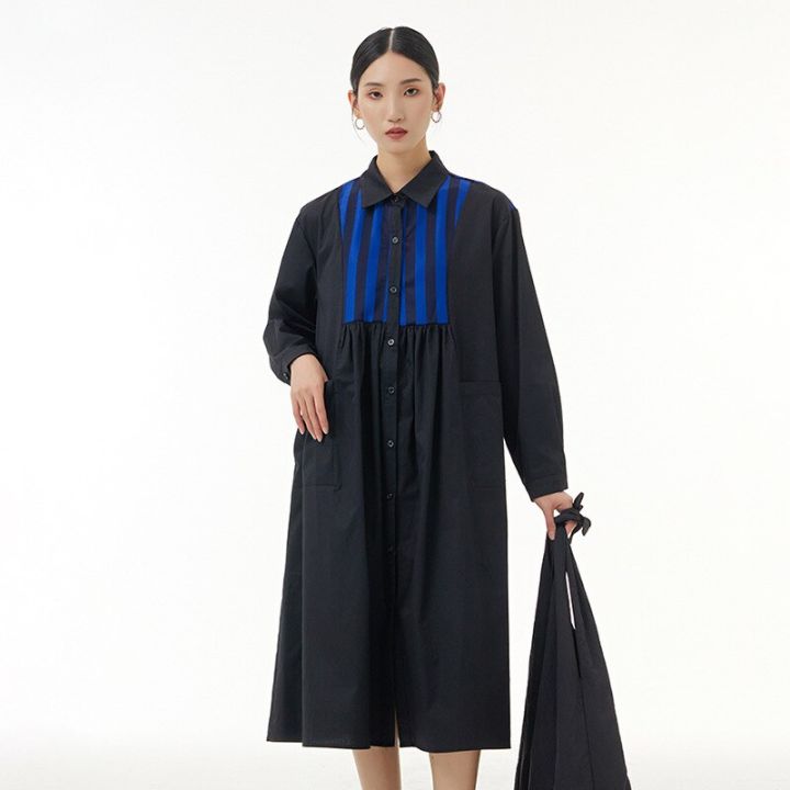 xitao-dress-casual-folds-loose-fashion-women-shirt-dress