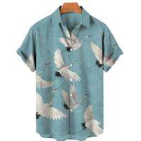 Mens Bird Costumes Vacation Vintage Hawaiian Shirt For Men 3D Floral Casual Blouse Pattern High Quality Luxury Dazn Clothes