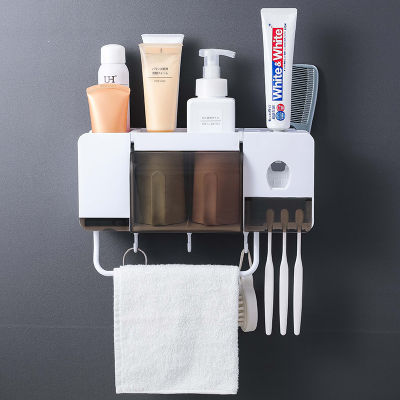 ชั้นวางของในห้องน้ำ ชุดแปรงฟัน ชั้นเก็บของ ที่ใส่แปรงสีฟัน ยาสีฟันอัตโนมัติ ยาสีฟัน แปรงสีฟัน