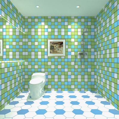 ✢卐 Bathroom Toilet Stickers Waterproof Wallpapers Wall Stickers Floor Self-Adhesive Kitchen Oil-Proof Tile Vinyl Home 3D Wallpaper