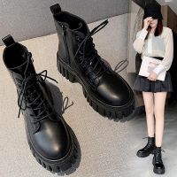 ✽ஐ cri237 2022 Ulzzang Fashion Women Short Boots Casual Shoes Thick Middle Heel Boots Korean Fashion Martin Boots Kasut Fashion Ankle Boots 5102