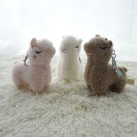 Soft Cotton Standing Alpaca Toys Stuffed Plush Doll Key Chain Rainbow Horse Camel Animals Keychains Women Bags Charms Gifts