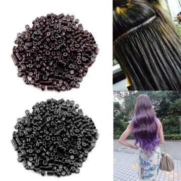 500pcs 2.5mm Copper Ring Micro Links Rings Beads for Hair Extensions  Feather Extension Hair Beads (Black)