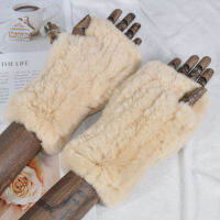 2020 Fashion Girl Knitted Warm Soft Real Rex Rabbit Fur Gloves Winter New Women Rabbit Fur Mittens Real Rex Rabbit Fur Gloves