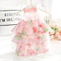 Dog Clothes Thin Cat Dog Princess Skirt Strawberry Tutu Lace Dress Fashion Puffy Skirt Designer Clothing Yorkshire for Small Dog Dresses