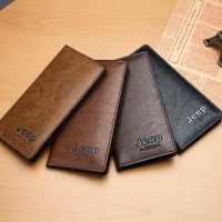 Mens Wallet Soild Color Retro Long Clutch Bag PU Leather Business Card Holder Coin Purse Money Clip with Jeep Letter Luxury Bag Wallets