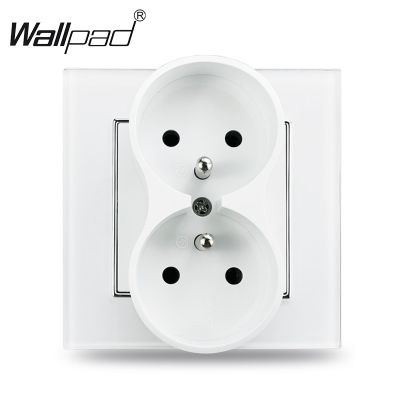 16A Double French Socket 86*86mm Wallpad White EU Style Wall Plug Power Outlet with Claws for Poland Belgium