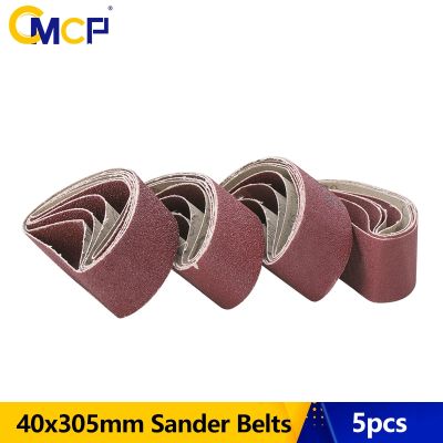 CMCP 5pcs Abrasive Sanding Belts 40x305mm Abrasive Belt Sander Grinding Polishing Tools Grit 40/60/80/120
