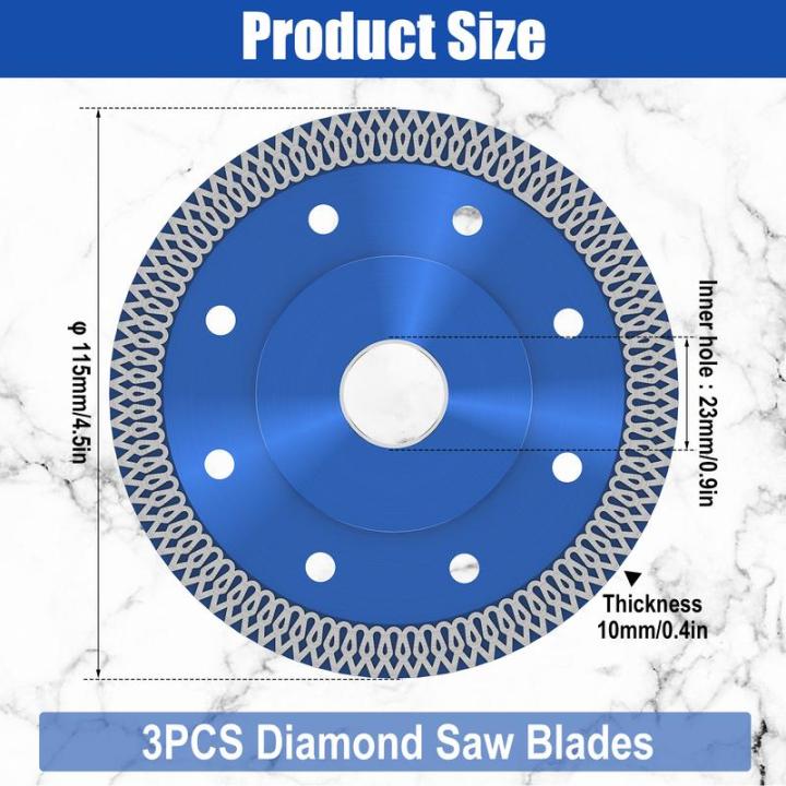 dagafga-3ชิ้นใบเลื่อยเพชร11-5ซม-4-5นิ้วกลมใบเลื่อยตัดแห้ง-เปียกแม่นยำหินแกรนิตแผ่นตัดเพชรใบเลื่อยเพชรกลมใบเลื่อยเพชร