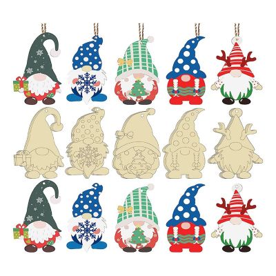 50PCS Unfinished Blank Wood Hanging Ornaments Santa Claus Christmas Tree Decoration Ornaments DIY Craft Home Decor