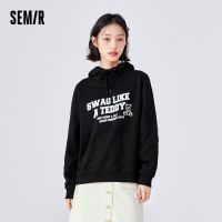 Semir เสื้อสเวตเตอร์มีฮู้ดลายตัวอักษรสำหรับผู้หญิง,เสื้อมีฮู้ดลำลองอเนกประสงค์เทรนด์2023ฤดูใบไม้ผลิทรงหลวมพิมพ์ลายแฟชั่นเฉพาะบุคคล