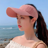 AFashion ฤดูร้อนผู้หญิง Sun หมวกลาย Breathable Big Brim หมวกที่ว่างเปล่ากีฬากลางแจ้งยืดหยุ่นถัก Visor หมวก Wholesales