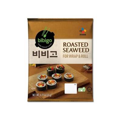 สาหร่ายเกาหลี ข้าวห่อสาหร่ายเกาหลี สาหร่ายทำคิมบับ cj bibigo roasted laver for kimbap 22g 비비고 김밥김