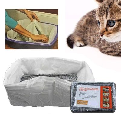 【YF】 10pcs S L Reusable Cat Feces Filter Hands Free Pet Excrement Liners Elastic Sand Bag Hygienic Litter Box