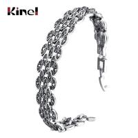 Kinel Bright Black Crystal Bracelet For Women Antique Silver Color Little Eye Link Bracelets Charm Vintage Jewelry Replacement Parts