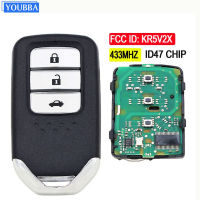 YOUBBA 3ปุ่มสมาร์ทคีย์ระยะไกล FSK 433MHZ 47ชิปสำหรับ Honda NEW City Civic FCC ID: KR5V2X Pn: 72147-T9A-H01 72147-TEX-G01