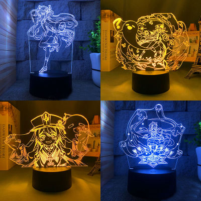 Genshin impact Hu Tao 3d led lamp for bedroom manga night lights anime action figure Decoration children Kawaii gift