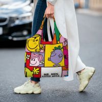 Mr. Men And Little Miss Shoulder Commuter กระเป๋าผ้าใบ Tas Jinjing Kanvas ถุงความจุขนาดใหญ่กระเป๋าช้อปปิ้ง