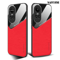 Vantime for OPPO Reno10 Pro+ 5G Plus Reno8 T 4G Reno7 PU Leather Case with Metal Patch Slim Matte Shockproof Back Cover