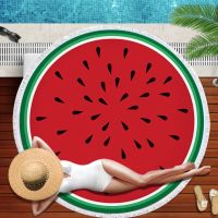 Watermelon Orange Microfiber Round Beach Towel Fruit Theme Shower Bath Towel Summer Swimming Circle Towels Yoga Mat With Tassel