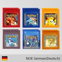 GBC ตลับเกม16บิตเครื่องเล่นวิดีโอเกมการ์ดโปเกมอนสีแดงสีเหลืองสีฟ้าคริสตัลสีเงิน NOE รุ่นภาษาเยอรมัน