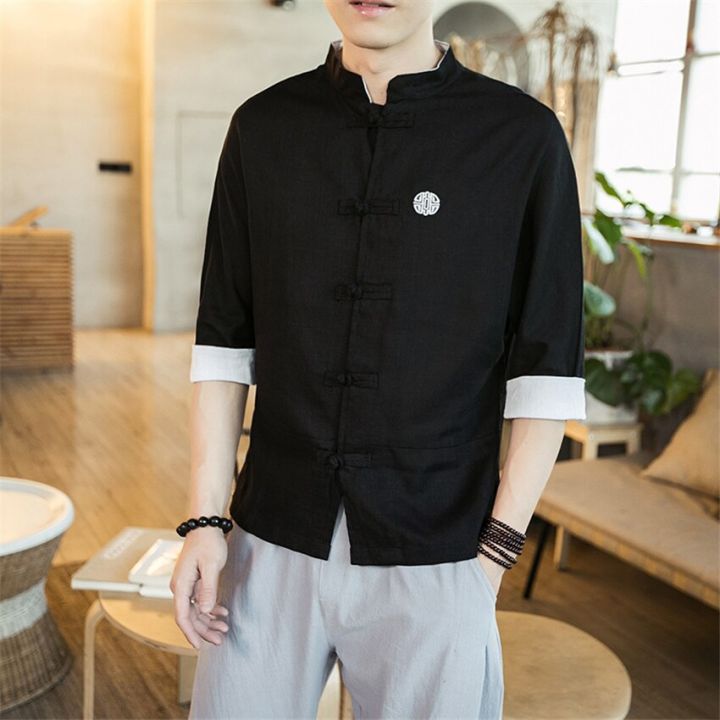 Joso Tang Suit Chinese Men Shirts Cardigan Casual Vintage Linen Kungfu ...