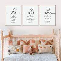 Modern Bible Poetry Quotes And Prints For Baby Girl Shower Gifts-ธันวาคมอนุบาล Wall Art-ผ้าใบคุณภาพสูงภาพวาด Pictures