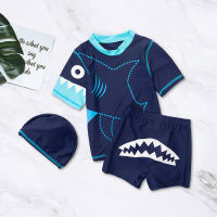 Summer 2021 New Children Swimming Trunks Boys Beach Cartoon Swimsuit 2-7 Years Old Split Cute Shark Swimming Cap