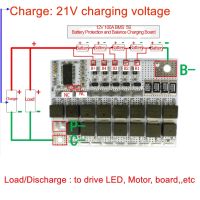 เครื่องแผงวงจรป้องกัน Li-Ion 21V 100A BMS 5S 18650 5S บาลานเซอร์5S BMS PCM ชาร์จลิเธียมโพลิเมอร์แบบสมดุล18650 Lipo