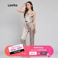 Lovito ชุดจั๊มสูท เรียบง่าย เรียบหรู L26LD074 (สีเทา)