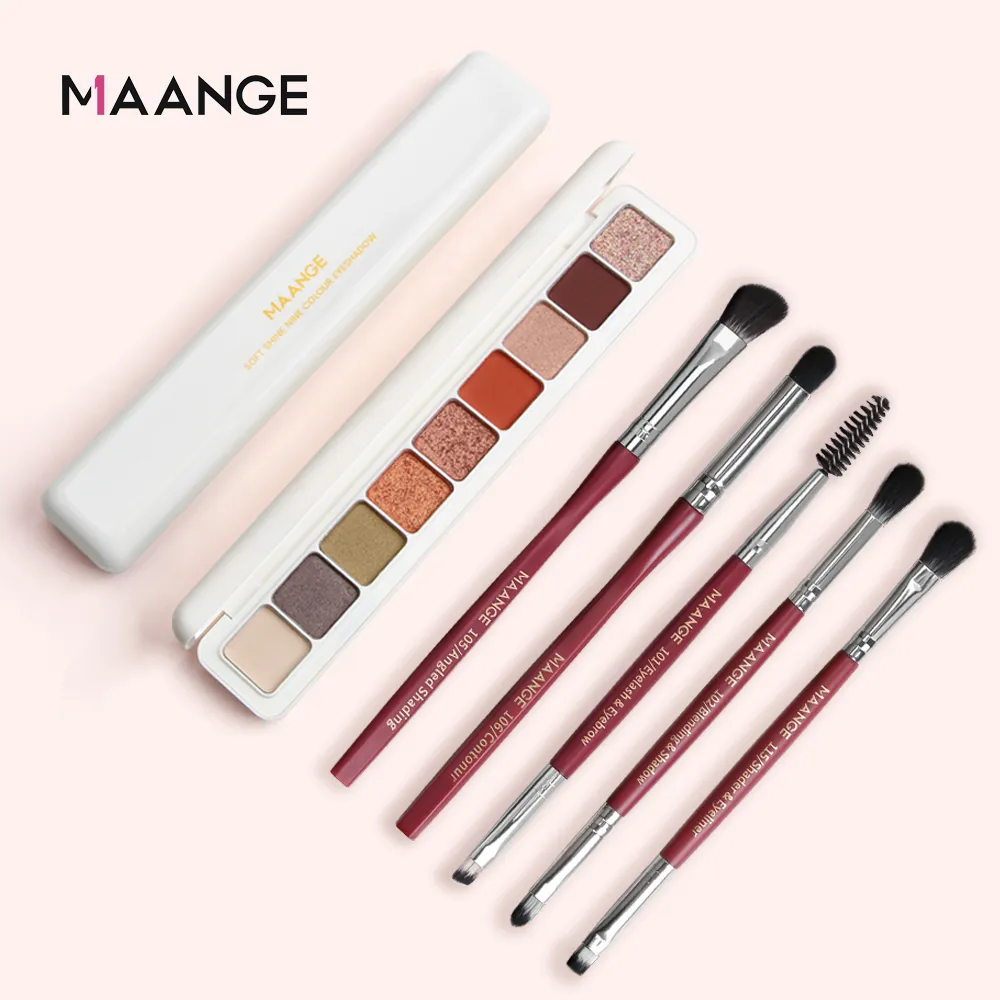 MAANGE 5Pcs Makeup Brush for Eye shadow 9 Color Eyeshadow Palette | Lazada  Singapore