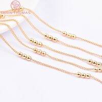 (6813) 2Meters Chain Beads 3MM 24K Gold Color Brass Chains for Necklace Bracelet High Quality Diy Jewelry Findings Accessories