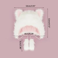 Cartoon Animals Ear Winter Hat Color Matching Furry Faux Fur Hats for Women Plush Keep Warm Hats Cosplay Party Props