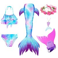 Kids Girls Swimming Mermaid Tail Mermaid Costume Cosplay Children Swimsuit Fantasy Beach Bikini Can Add Monofin Fin Halloween