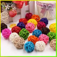 VHGG 10Pcs/lot 3cm Colorful Ornament Decoration Birthday Party Wedding Decor Artificial Straw Ball Rattan