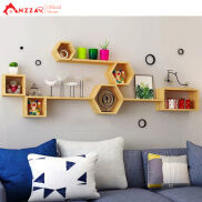 Bộ kệ gỗ treo tường trang trí, kệ trang trí Anzzar, decor phòng ngủ
