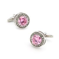 Luxurious Design Mens Crystal Cufflinks Quality Brass Material Pink Color Wedding Cuff Links Wholesale &amp; Retail Cuff Link